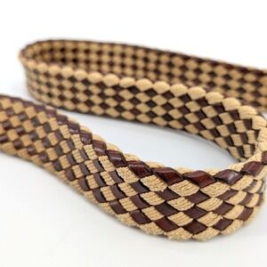 Longhi Italy Woven Leather Cord Braided Belt Brown Tan 42 Inch